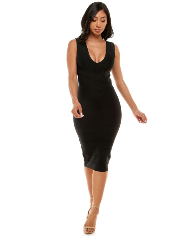 Women's V- neck Bandage Midi Dress