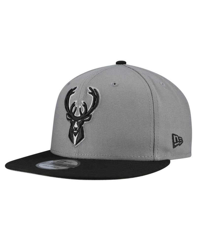 Men's Gray Milwaukee Bucks Core Logo Storm Gray Two-Tone 9FIFTY Snapback Hat