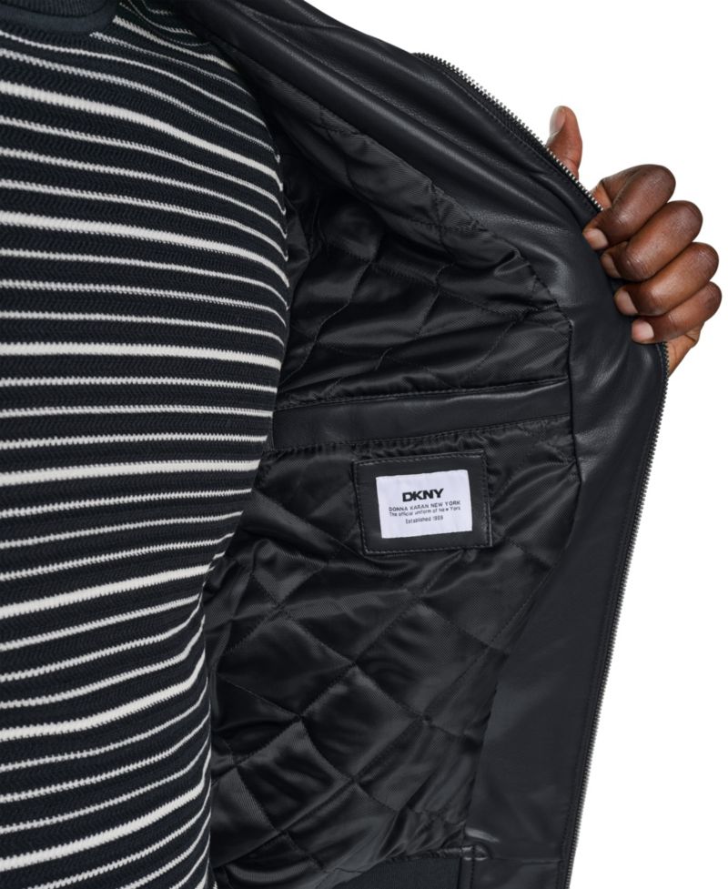 Men's Faux Leather Bomber Jacket