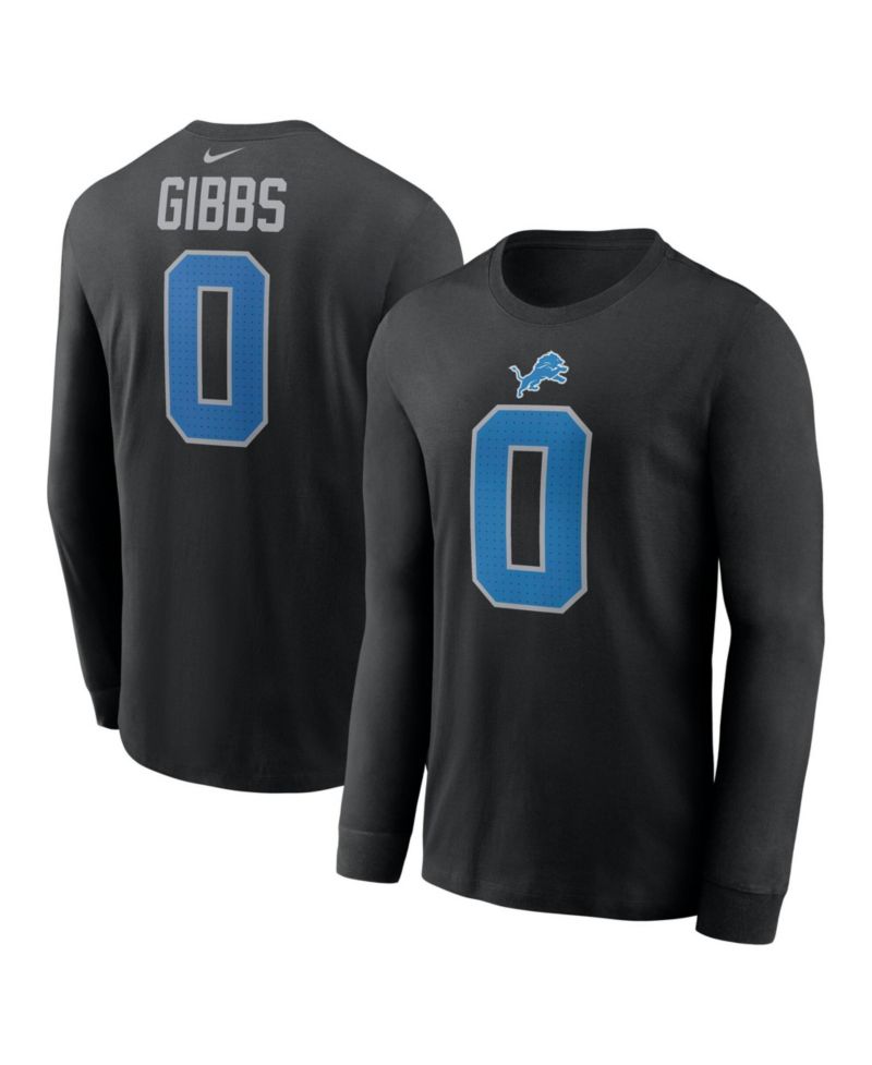 Men's Detroit Lions Jahmyr Gibbs Long-Sleeve Crewneck Graphic T-Shirt
