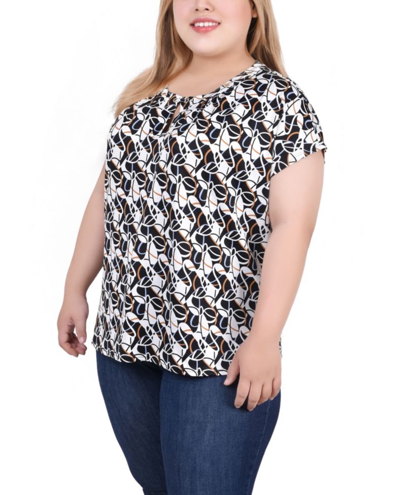 Plus Size Extended Sleeve Top with Grommets