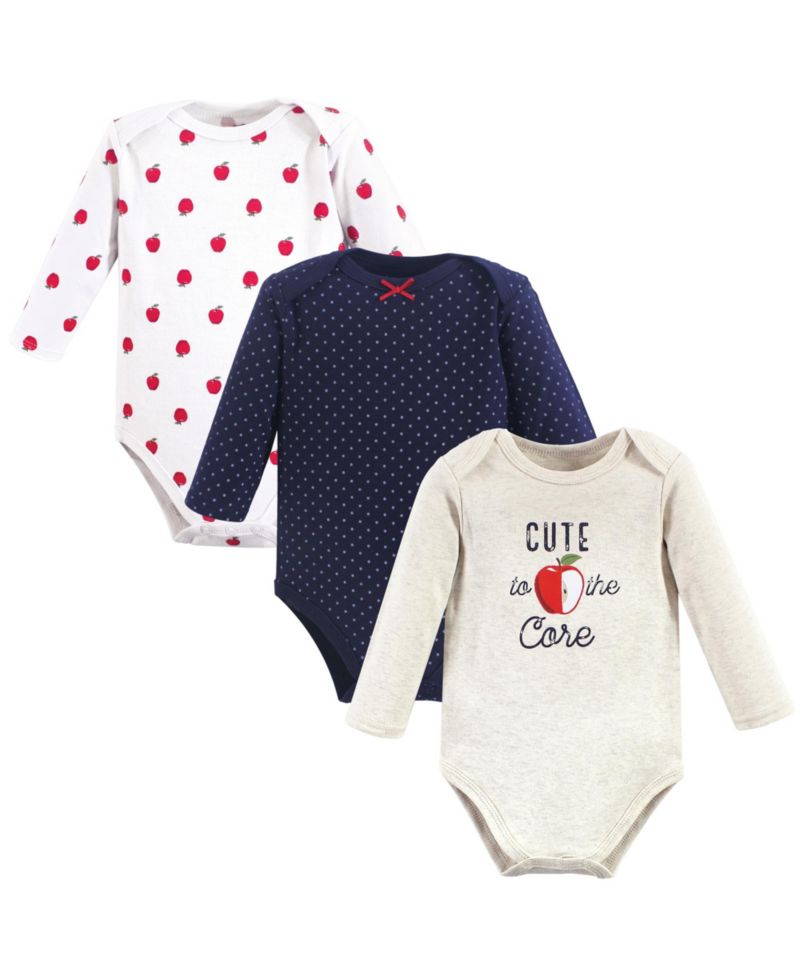 Baby Girls Hudson Breathable Cotton Long-Sleeve Bodysuit Bundle 3 Count