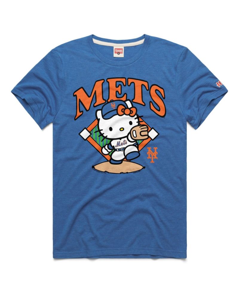 Men's and Women's Royal New York Mets Hello Kitty Tri-Blend T-Shirt