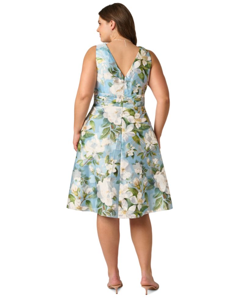 Plus Size Floral Jacquard Midi Dress