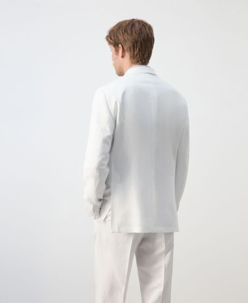 Men's Linen Lyocell Double-Breasted Suit Jacket