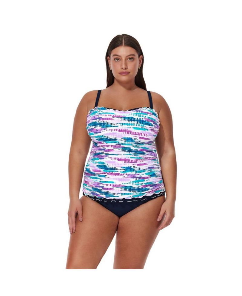 Womens Canva Plus Size Shirred Underwire Tankini Top - Plus Size/Full Figure