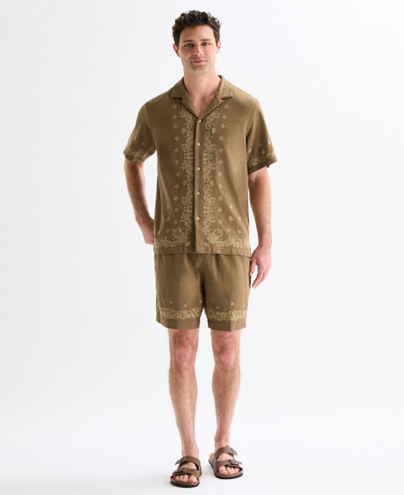 Men's Short-Sleeve Bandana Eyelet Shirt