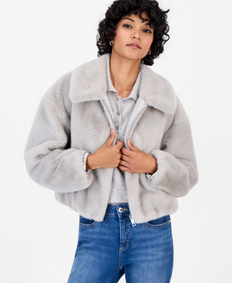 Petite Faux Fur Bomber Jacket