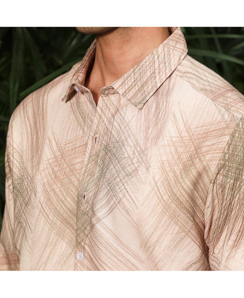 Men's Ecru Beige Soft-Brushed Shirt