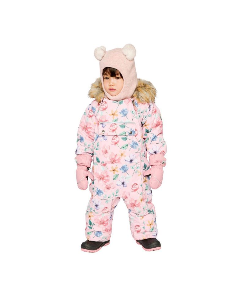 Baby Girls One Piece Snowsuit Adapted for Car Seats Floral Print