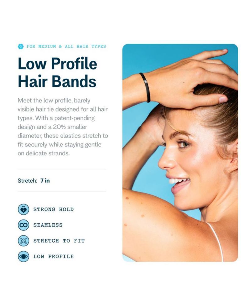 Low Profile Hair Bands - Gentle, No-Snag Elastic Ties for Fine and Thick Locks - Non-Slip Seamless Ponytail Holders - 20 Pack