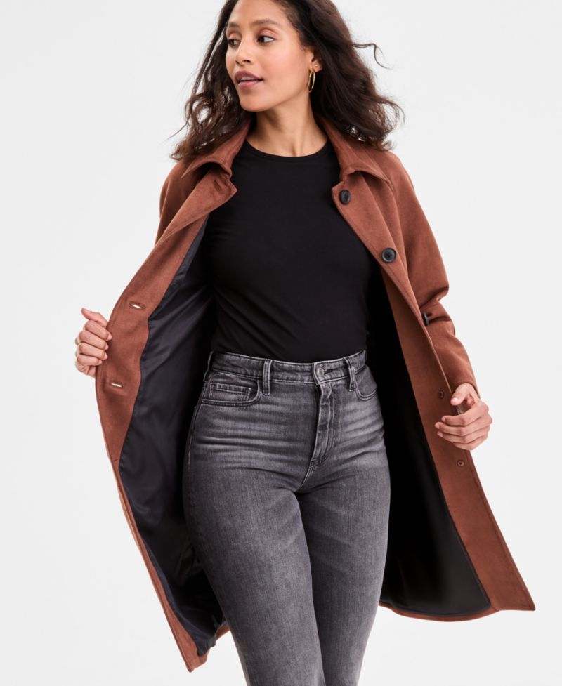 Women's Button-Front Faux-Suede Jacket