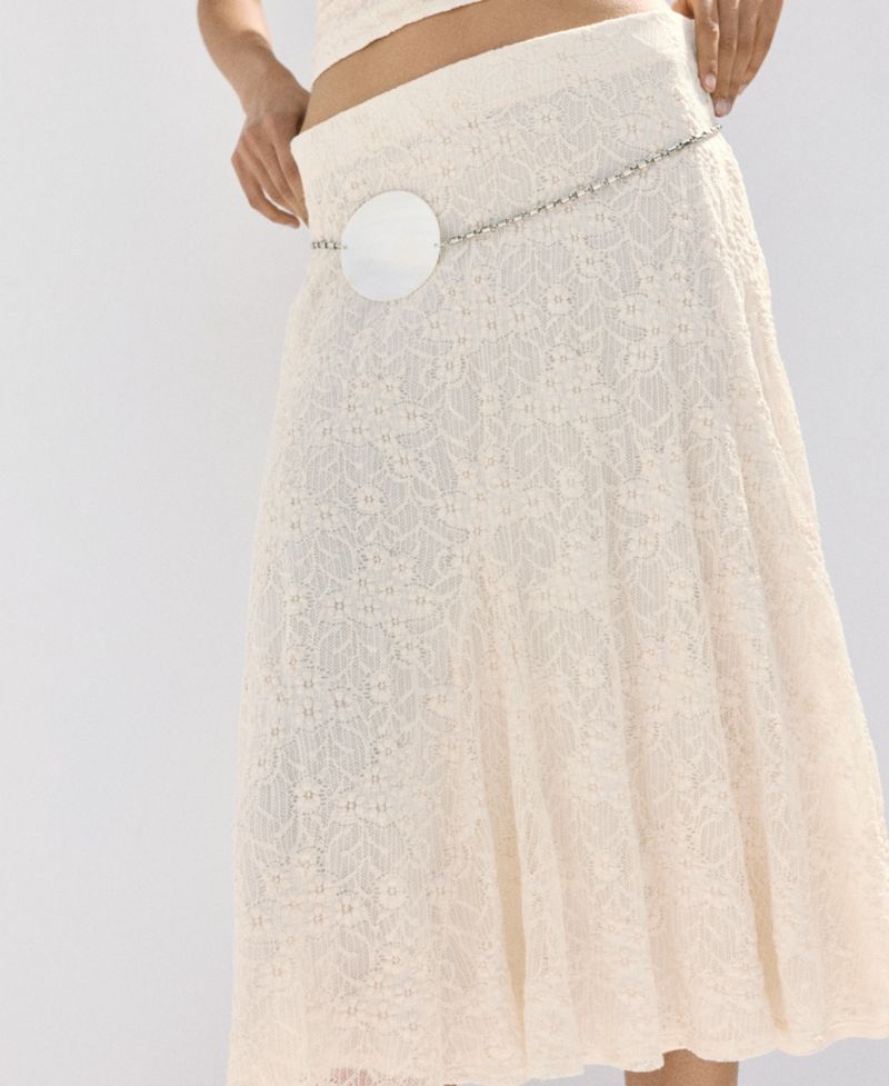 Women's Floral-Embroidery A-Line Pull-On Midi Skirt