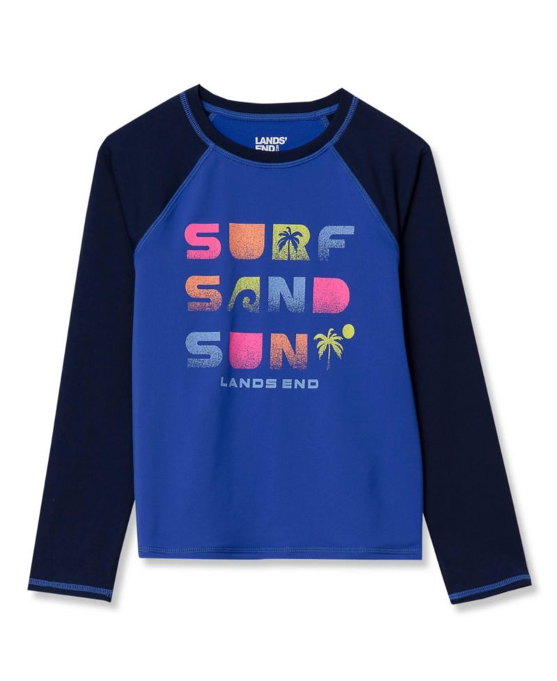 Big Girls Plus Chlorine Resistant Long Sleeve Crew Neck Rash Guard