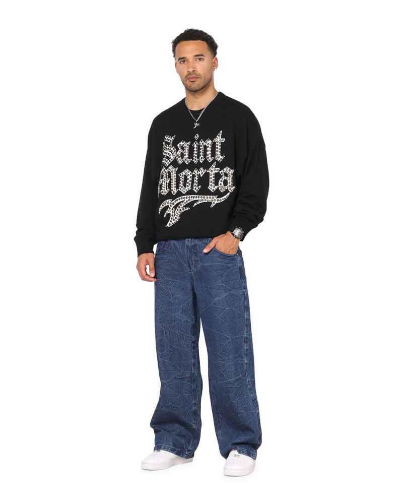 Men's Sanctified Crewneck Sweater - Black 3XL