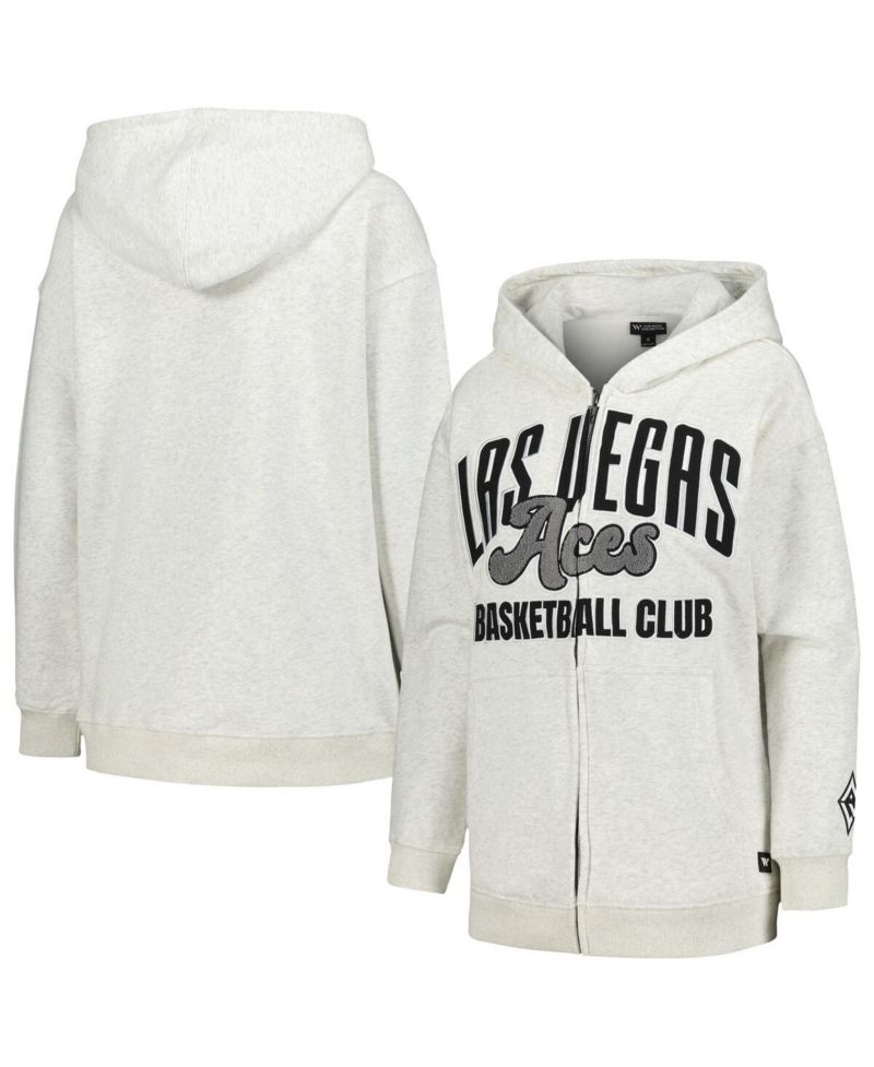 Women's Heather Gray Las Vegas Aces Washed Full-Zip Hoodie