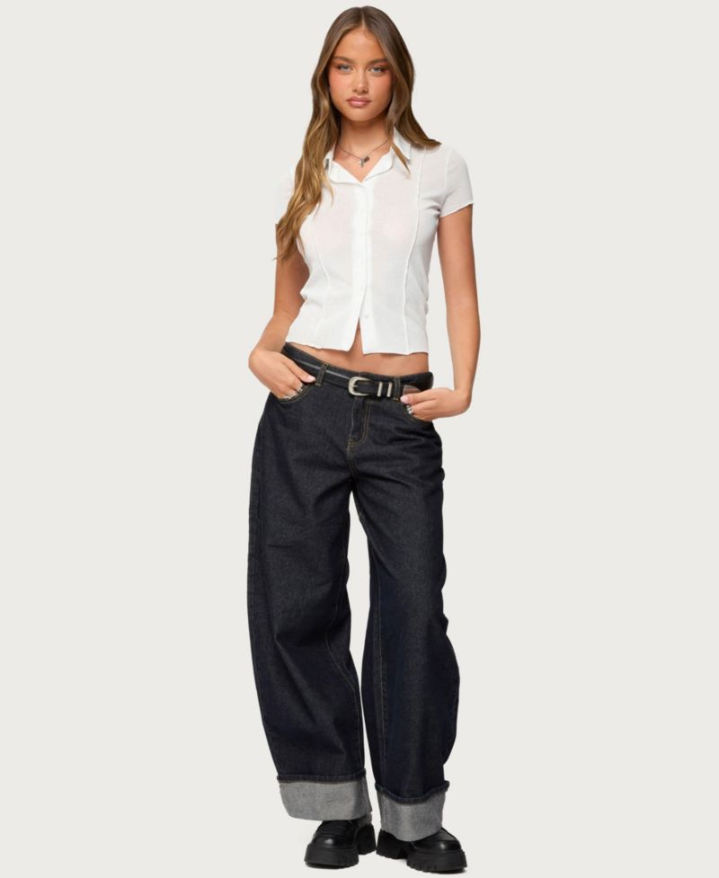 Women's Geena Semi Sheer Button Up Shirt