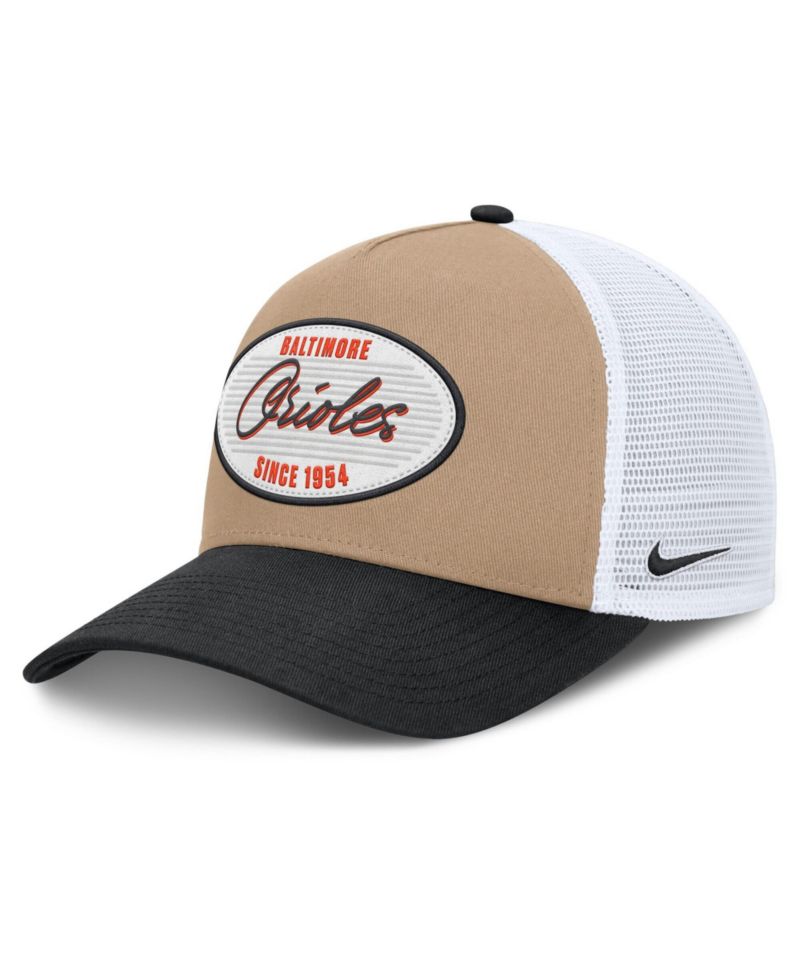 Men's Khaki/Black Baltimore Orioles Rise A-Frame Trucker Adjustable Hat