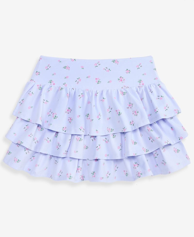 Girls' 7-16 Floral-Print Tiered Skirt