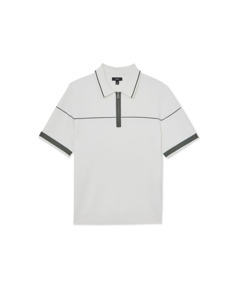 Men's Bradford Slim-Fit Half-Zip Contrast-Tipping Polo Shirt