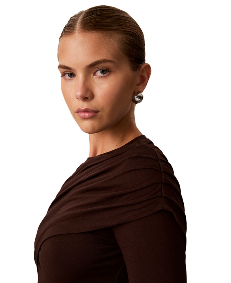 Women's Long-Sleeve Wrap Rayon-Blend Sweater