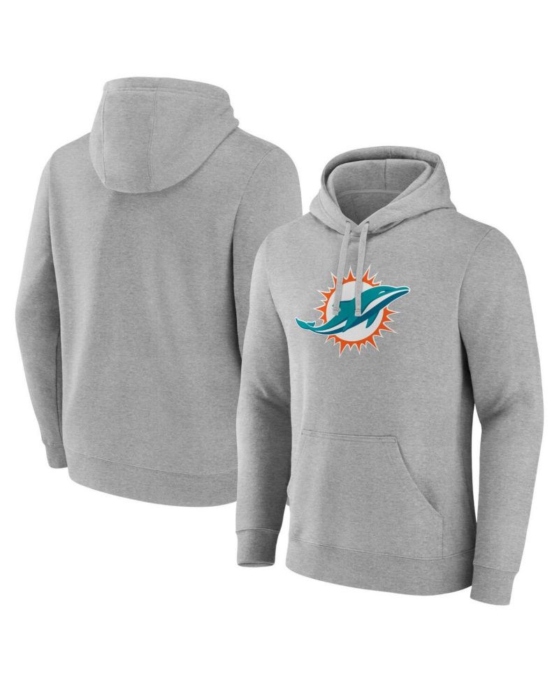 Men's Heather Gray Miami Dolphins Deliver Fleece Pullover Hoodie