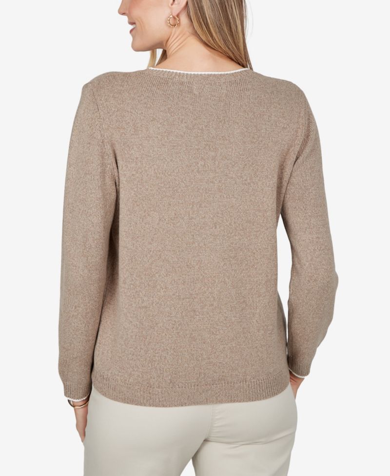 Petite Long-Sleeve Floral Sweater