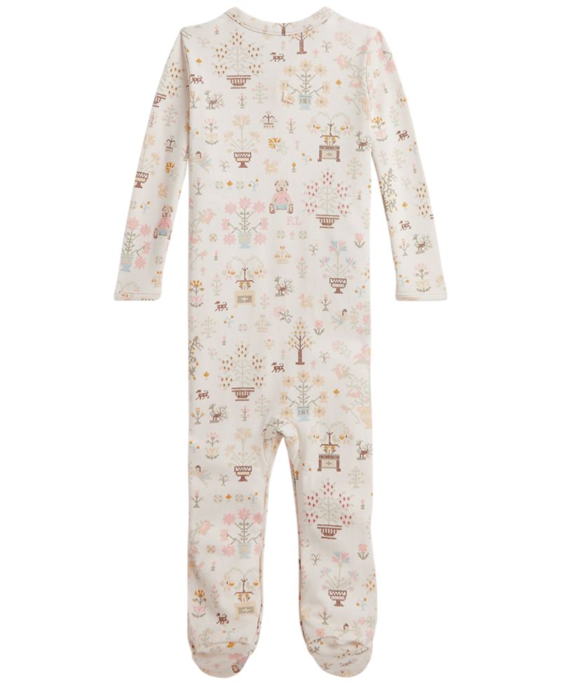 Baby Girls' Polo Bear Cotton Footed Coverall
