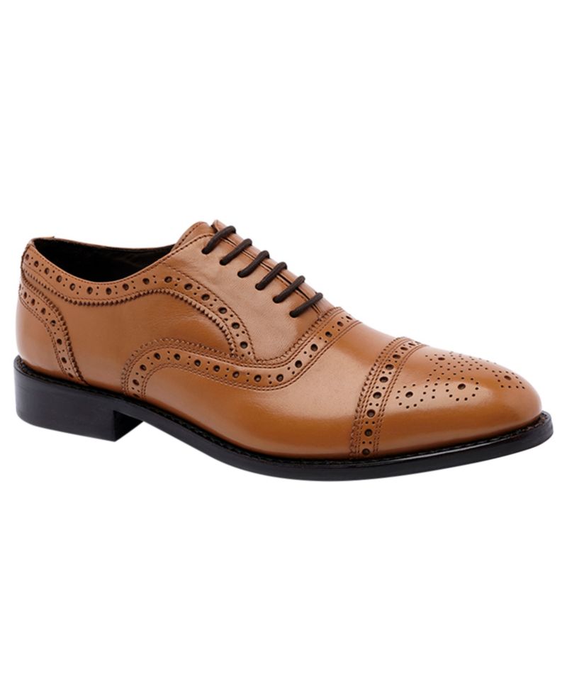 Men's Ford Quarter Brogue Oxford Leather Sole Dress Shoe