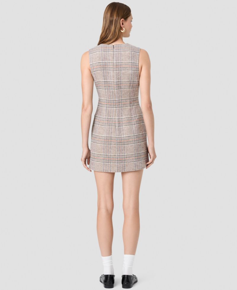 Women's Sutton Plaid Jewel Neck Sleeveless Mini Dress