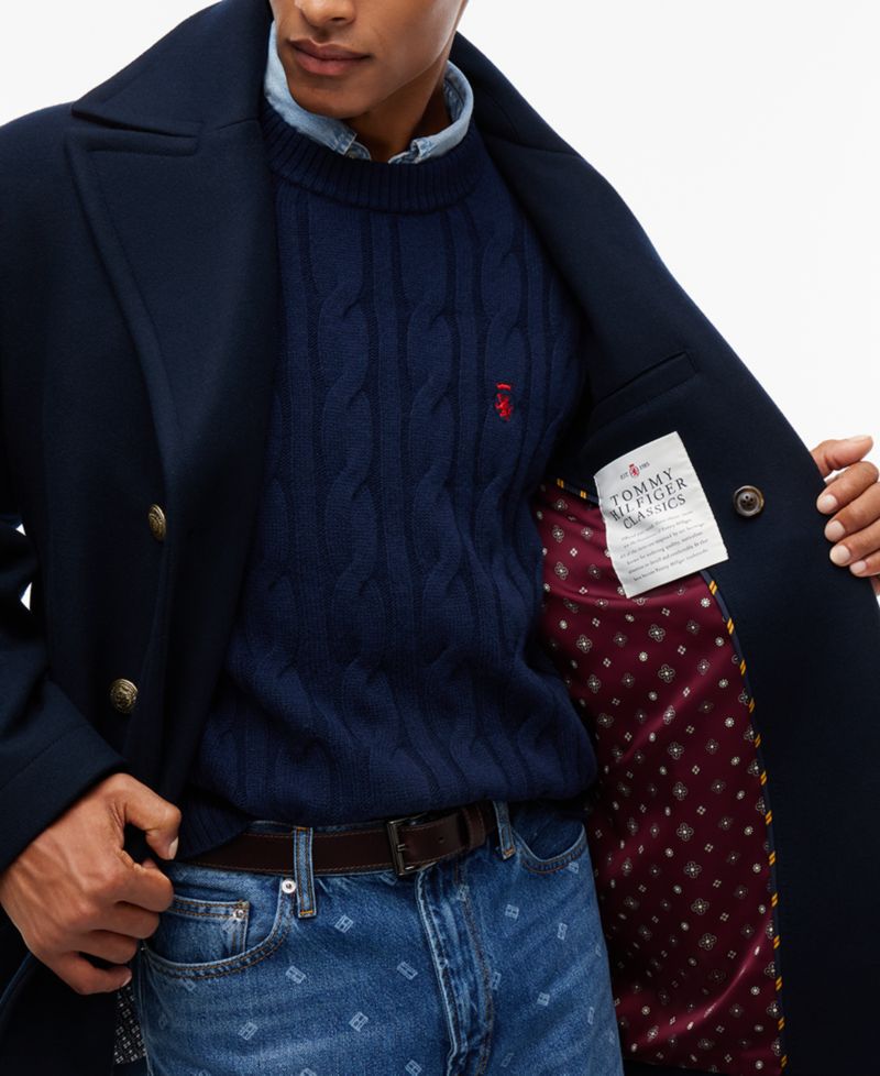 Men's American Icons Classic Patchwork-Lined Wool Peacoat
