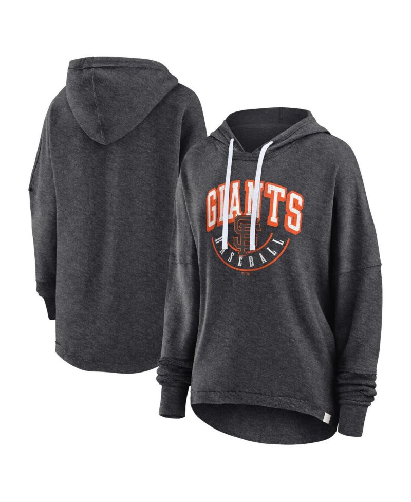 Women's Heather Charcoal Distressed San Francisco Giants Luxe Pullover Hoodie