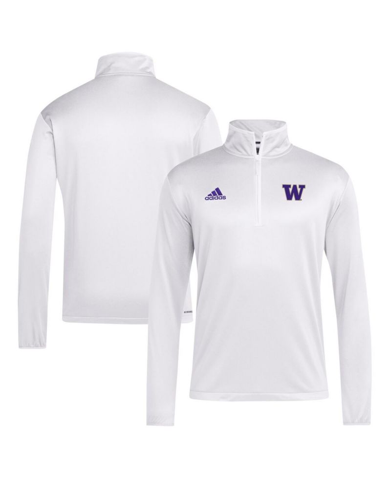 Men's White Washington Huskies 2024 Coaches Sideline Quarter-Zip T-Shirt