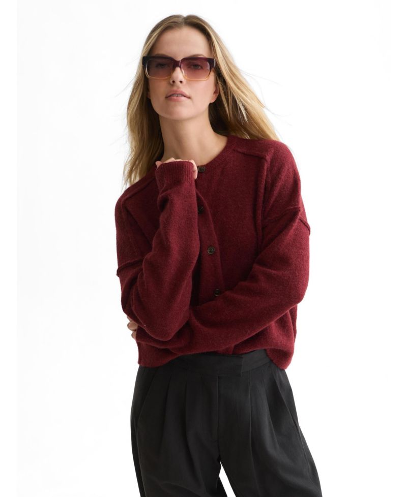 Women's Fuzzy Relaxed-Fit V-Neck Cardigan