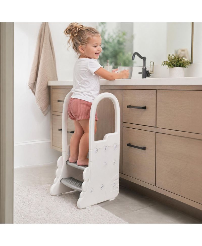 Non-Slip Handles and Stable Design 2-Step Toddler Step Stool - Plastic Step Stool for Bathroom Basin, Kitchen Counter and Potty Training
