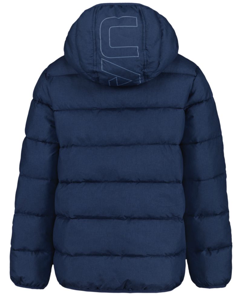 Boys' 8-20 Solid Logo Full-Zip Puffer Hooded Jacket