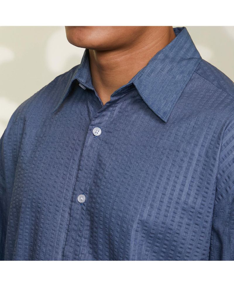 Men's Lapis Blue Candy-Textured Shirt