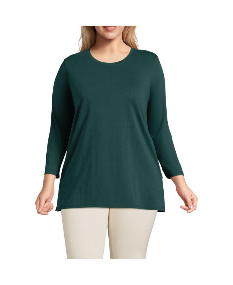 Plus Size 3/4 Sleeve Cotton Supima Tunic Top