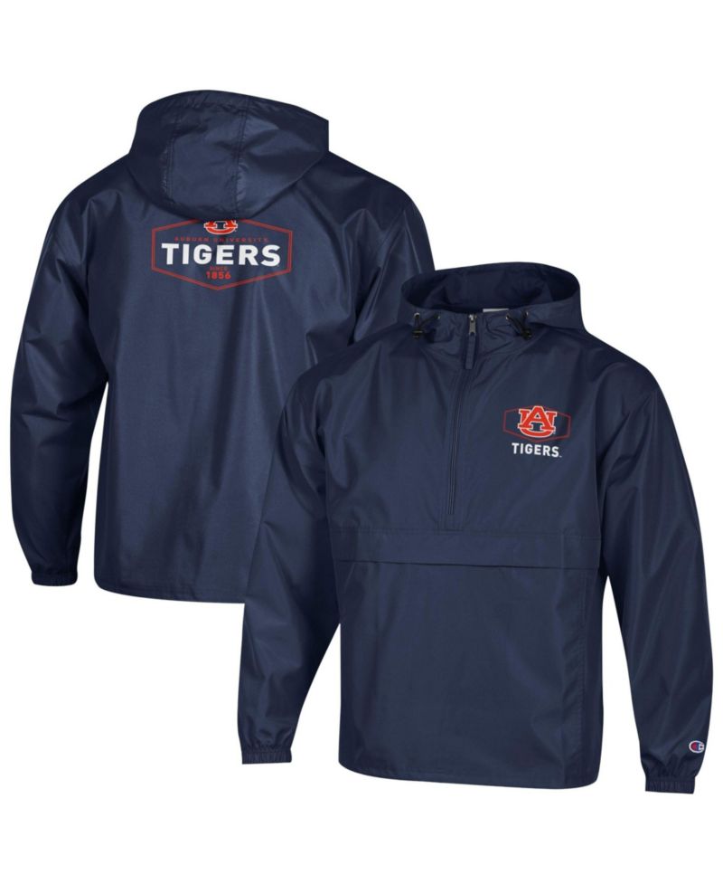 Men's Navy Auburn Tigers Delay Packable Half-Zip Jacket
