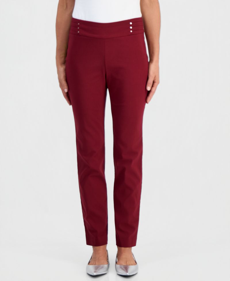 Petite Studded-Rivet Slim-Leg Pants, Petite & Petite Short
