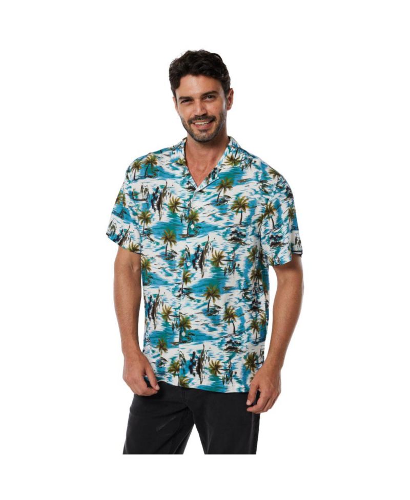 Men's Casual Button-Down Hawaiian Short Sleeve Shirt