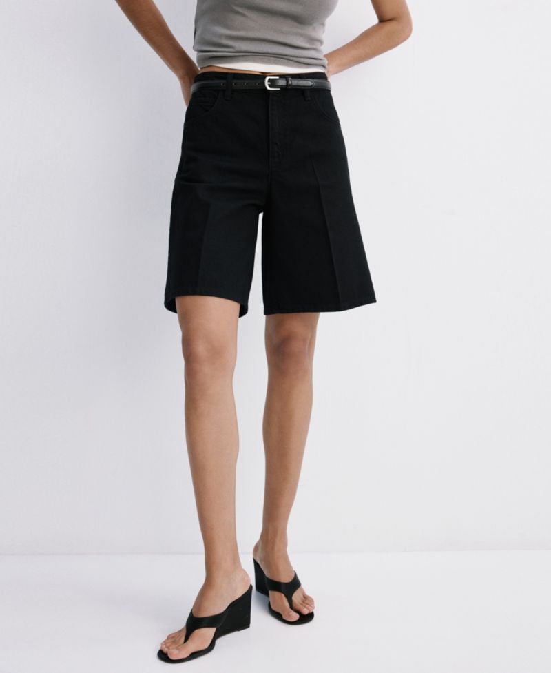 Women's High-Waist Straight-Fit Denim Shorts