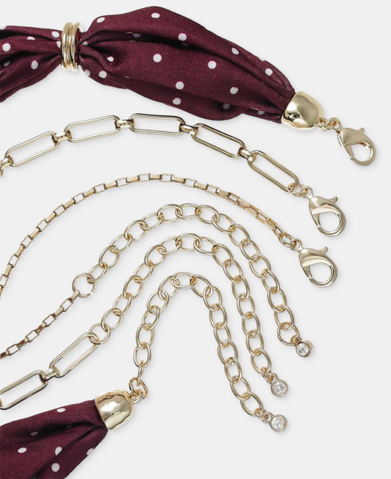 Polka Dot Layered Scarf Three-Row Necklace Set