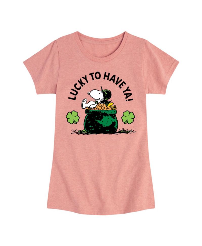 Big Girls Snoopy Lucky To Have Ya St Patrick's Day Graphic Short Sleeve T-Shirt