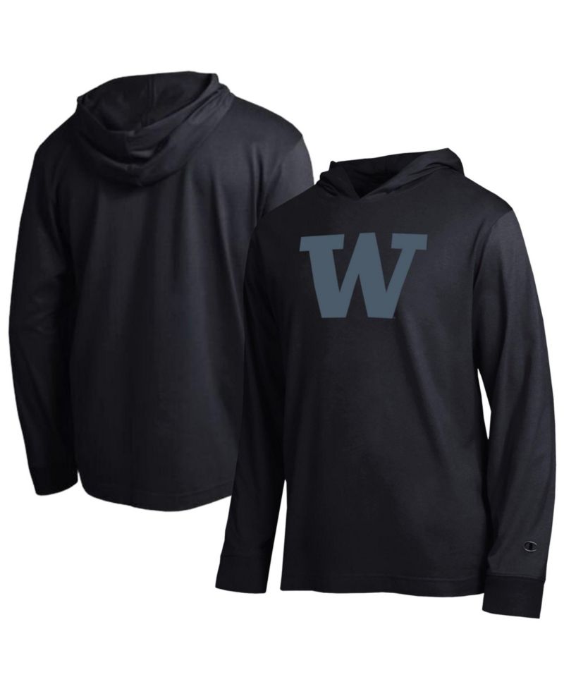 Men's Black Washington Huskies Tonal All-Star Long Sleeve Hooded T-Shirt