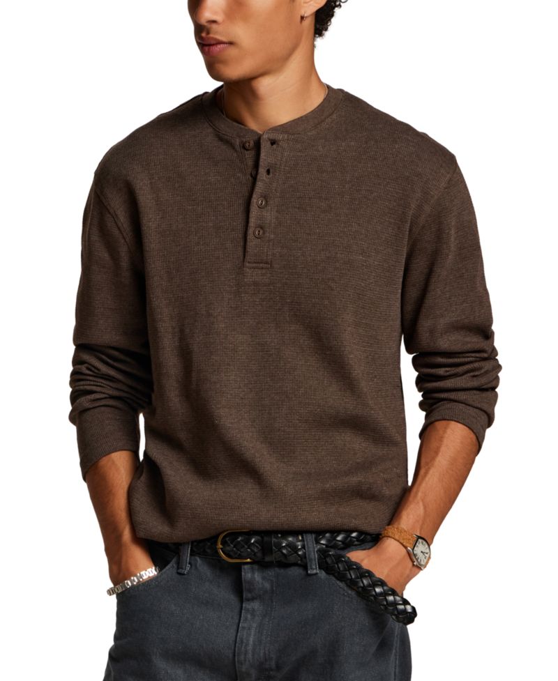 Men's Waffle Henley Long-Sleeve Shirt