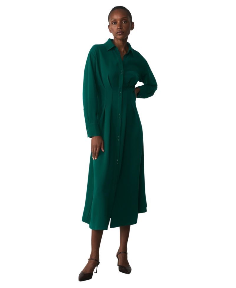 Women's Amara Long-Sleeve A-Line Midi Shirt Dress