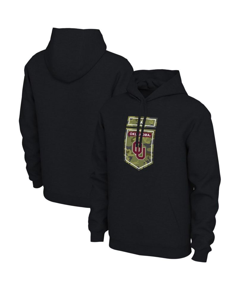 Men's Black Oklahoma Sooners Veterans Camo Pullover Hoodie