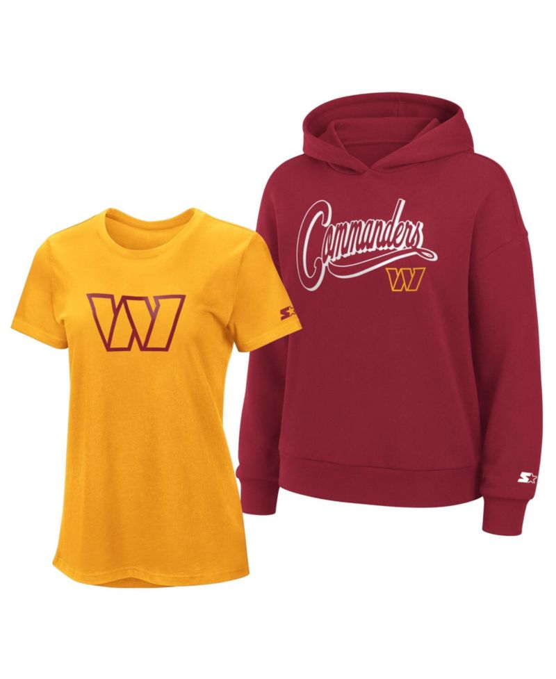 Women's Gold/Burgundy Washington Commanders Hoodie & T-Shirt Combo Pack