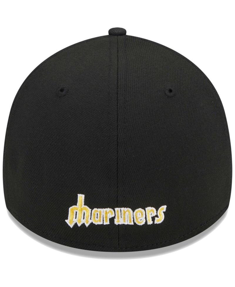 Men's Black Seattle Mariners Logo 39THIRTY Flex Hat